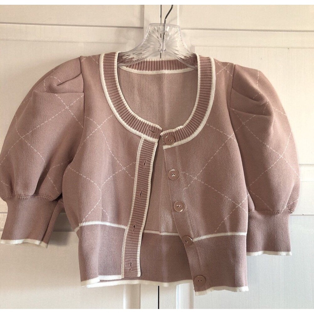 SNIDEL Pink Cropped Short Sleeves Cardigan Size XS